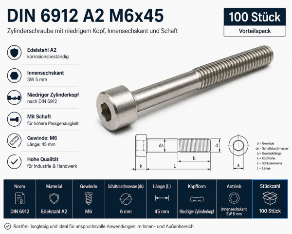6912 A2 M6x45 100 Stück